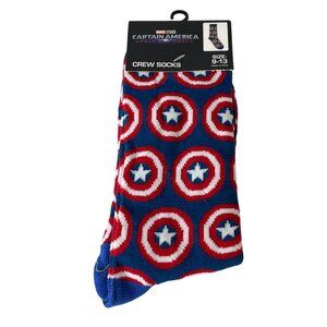 Captain America Shield Crew Socks Marvel Red Blue Mens 9–13